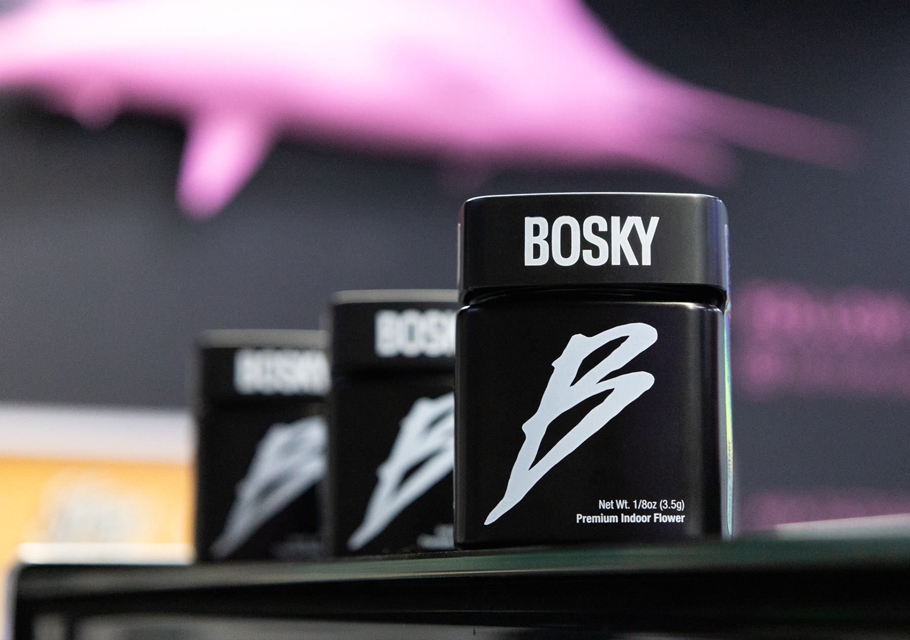 3 black and white Bosky flower jars